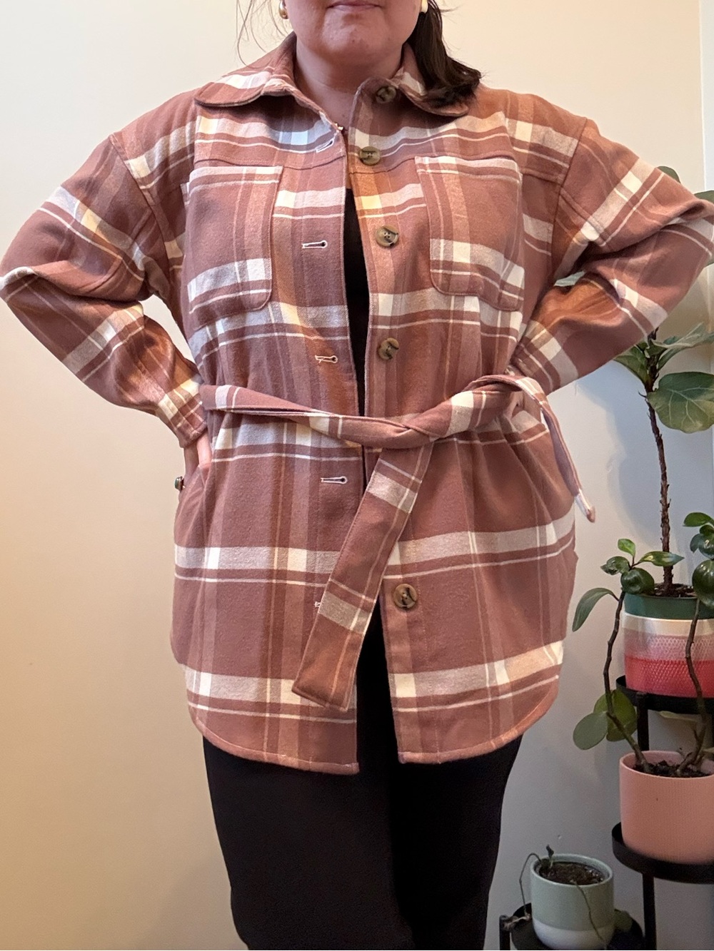 Pink/brown shacket